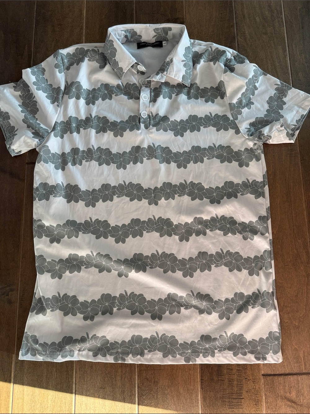 Men's White Polo with Gray Floral Stripe Pattern (Set of 2)